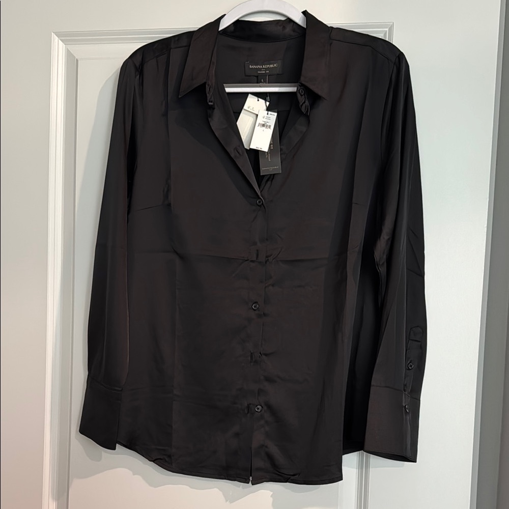 Banana Republic Black Button Down Shirt Classic Design